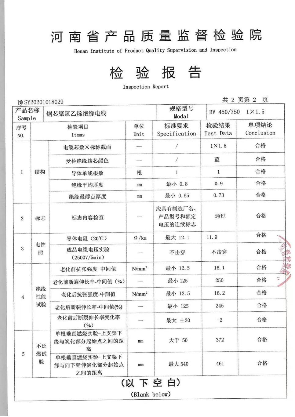河南省產(chǎn)品質(zhì)量監(jiān)督檢驗(yàn)院檢驗(yàn)報(bào)告